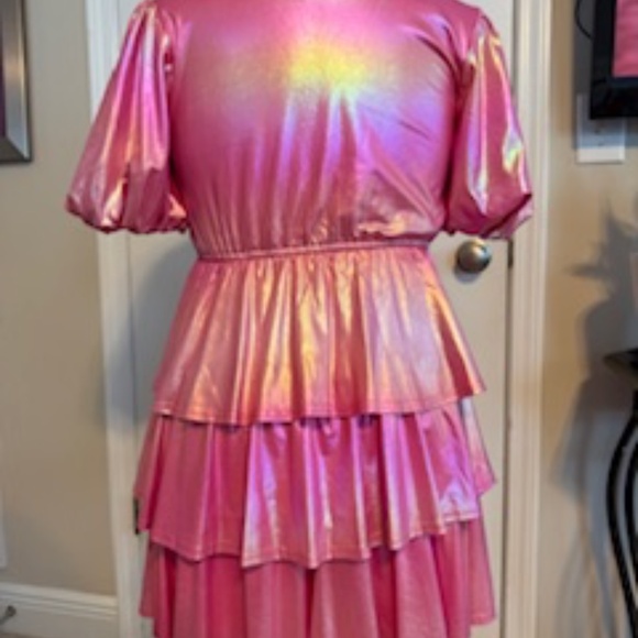 ✨ Juliana’s Metallic Pink Tiered Dress (Size S) ✨ - Picture 3 of 3